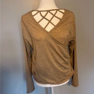 Women’s Tan Long Sleeve Top with Lattice Front